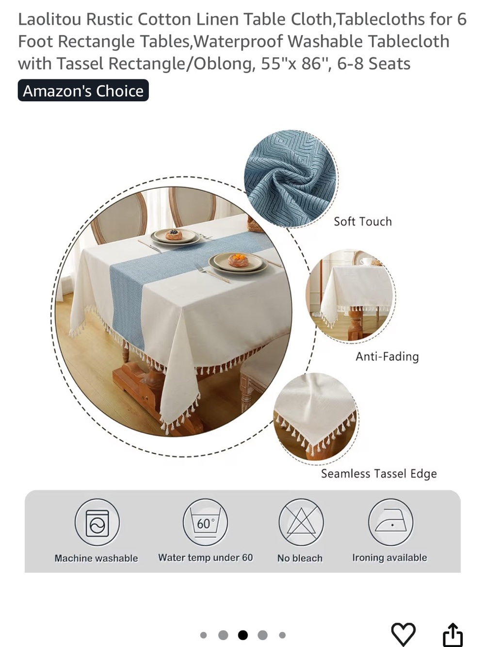 Laolitou farmhouse Rustic Cotton Linen Tablecloth - Picture 8 of 10
